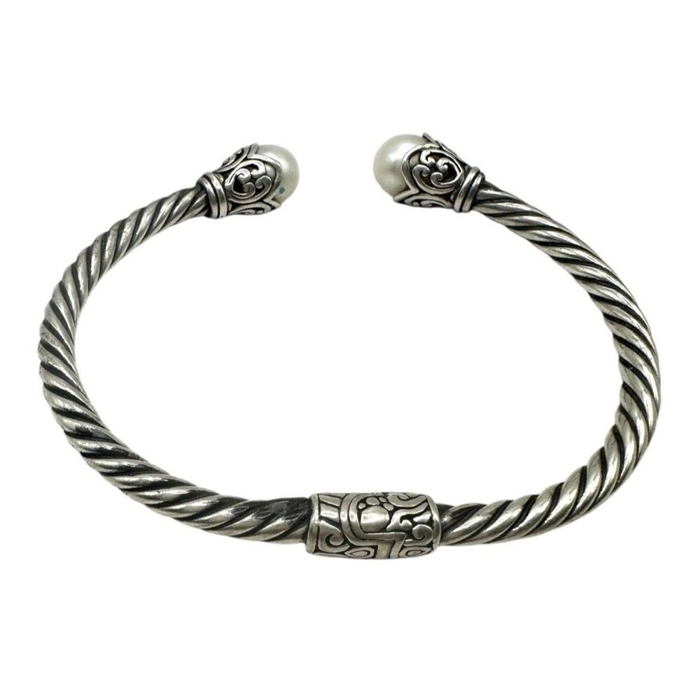 Cultured Pearl Filigree Sterling Silver .925 Bracelet 2.5" - 17g – Needs Repair